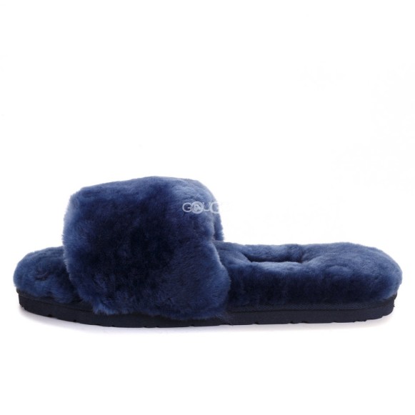 Fluff Slide Slippers Navy Blue